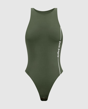 Palm Angels Khaki bodysuit with logo print PLA1UWBD01SI