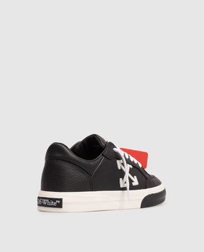 Off-White Black leather Vulcanized sneakers with emblem OWIA288C99LEA002