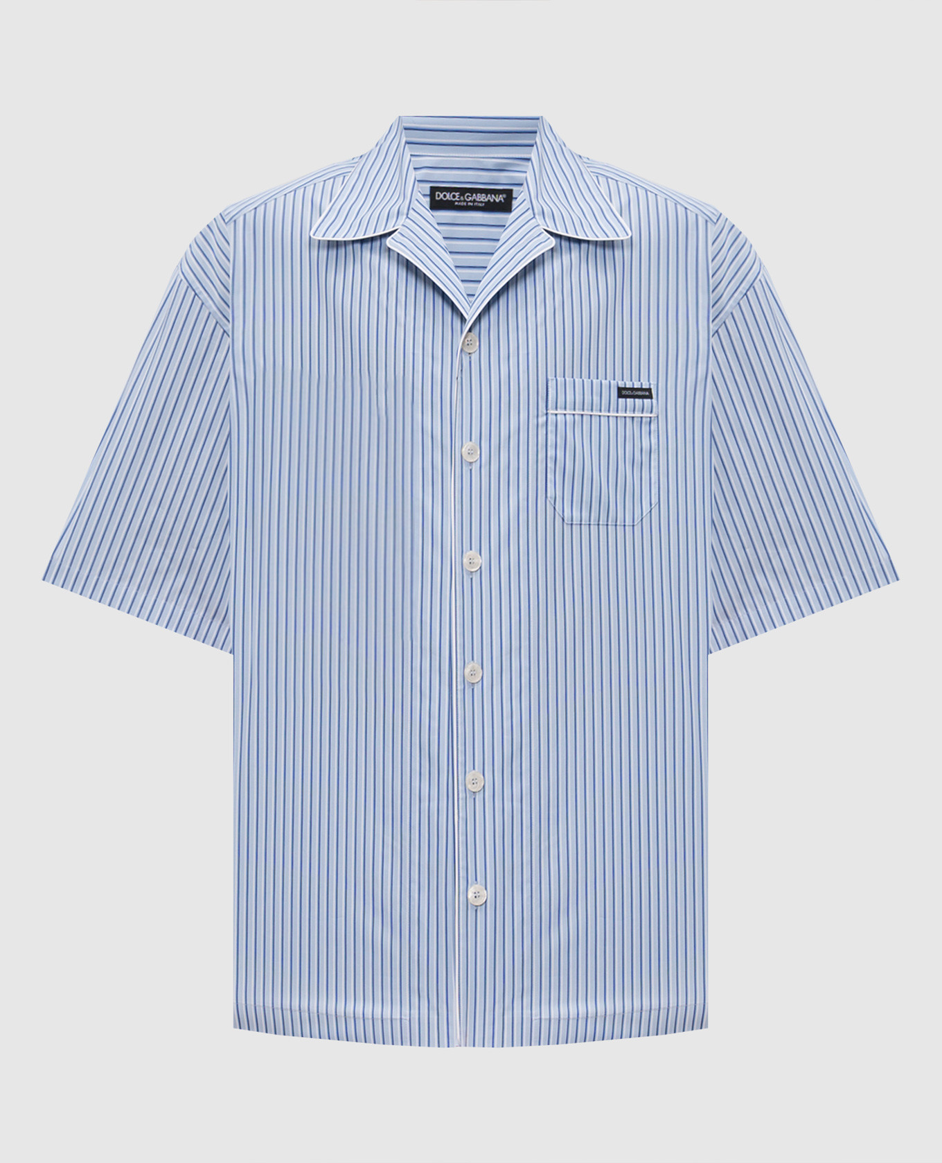 Blue striped shirt with short sleeves