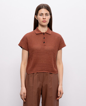 Brunello Cucinelli Terracotta polo shirt with lurex MST258305