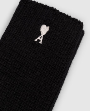 Ami Paris Black socks with embroidered logo USC628AK0024m