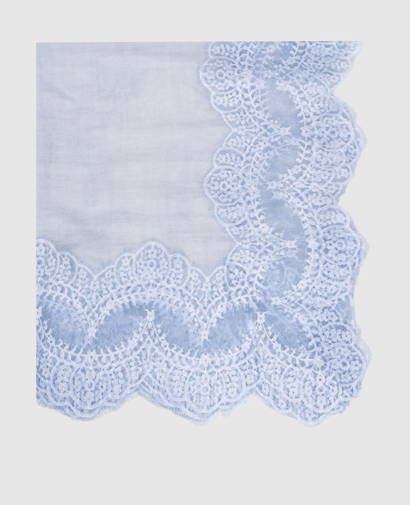

Blue cashmere scarf with lace Ermanno Scervino, Light blue