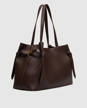 YUZEFI Brown leather tote bag GYOZA GYOZATOTE