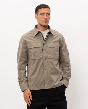 C.P. Company Khaki shirt with logo patch MOS752A110143G