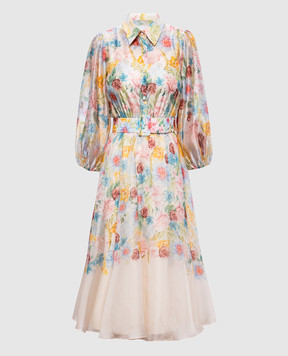 Nissa Beige shirt dress with floral print RC16282