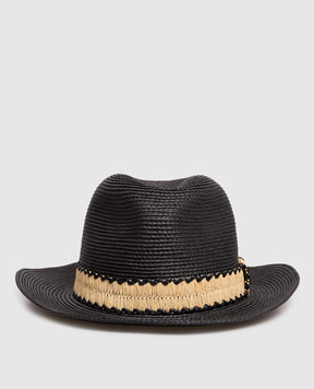 Twinset Black woven hat with logo 261TA4060