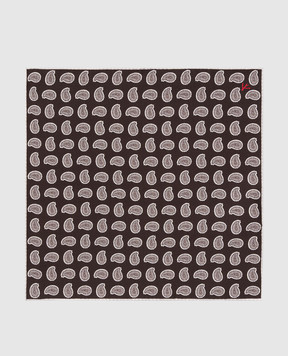 ISAIA Brown silk pachet scarf FZOOO6FZ813