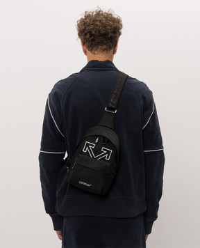 Off-White Black sling bag with logo print OWMNQ12F26FB01