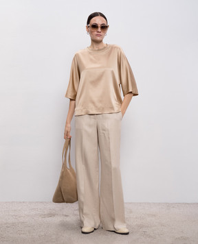 Peserico Beige silk blouse with monil chain A068712372E