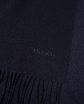 Max Mara BACIО blue cashmere stole with fringe BACI