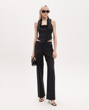 Alexander McQueen Navy Bumster Pants with Striped Wool 869015QJAF4