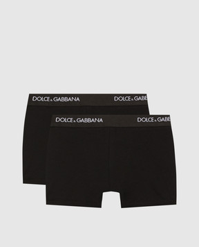 Dolce&Gabbana Children's set of black boxer briefs with contrasting logo pattern L4J701ON00G