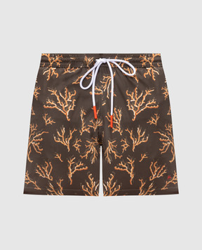 ISAIA Khaki printed swim shorts COSI19BW252
