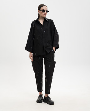 Y`S Yamamoto Black printed cargo pants YQP09025