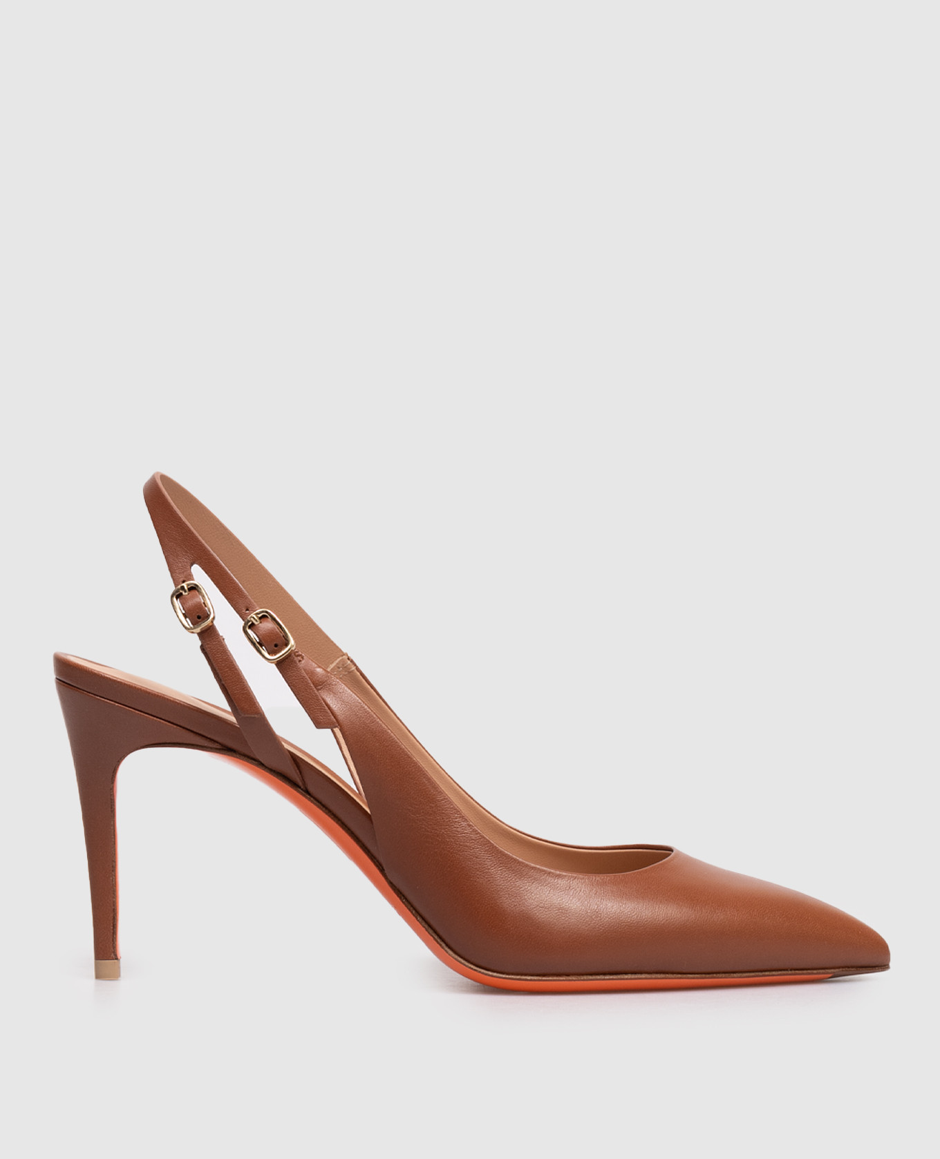 Brown leather slingbacks