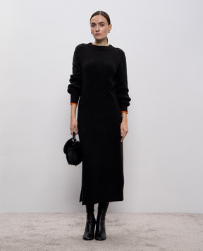 Twinset Black wool dress with logo 252AT3112