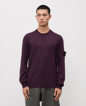 Stone Island Purple wool jumper with logo K2S155100071S00C4