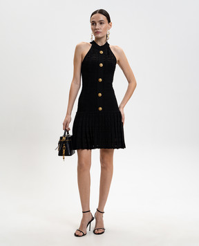 Balmain Black mini dress with pleating GF1R3375KJ36