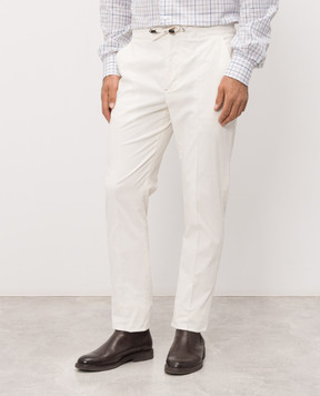 ISAIA Ivory corduroy pants with wool PNC053P9130