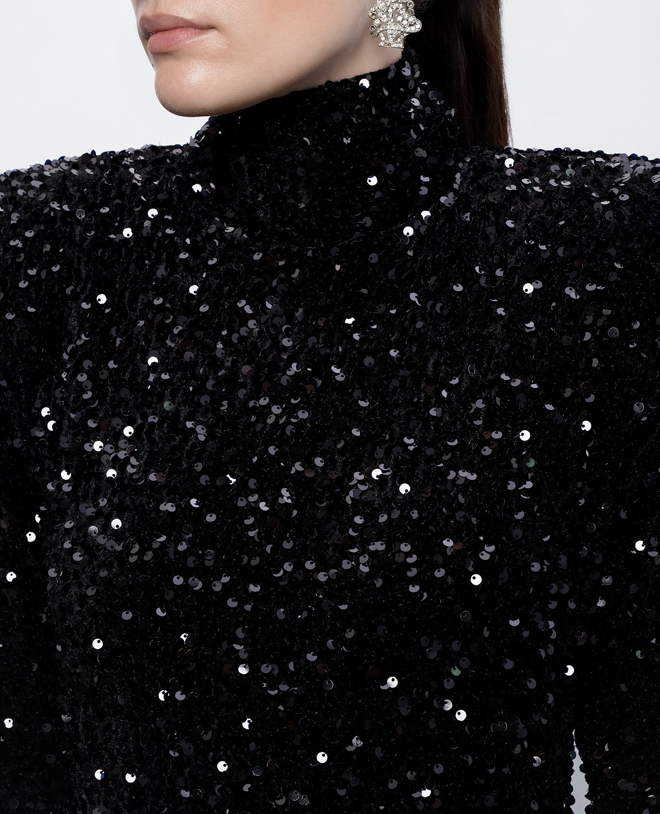 Black velour maxi dress with sequins Richard Quinn 4