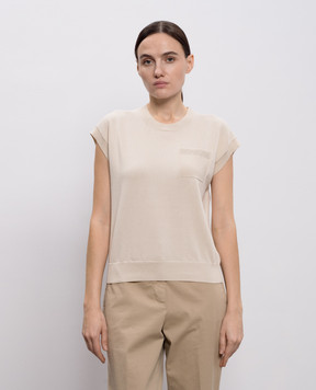 Peserico Beige top with monil chain A99064F129173I