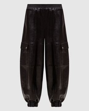 Max & Co Brown leather cargo jogger pants MCOCANTORE