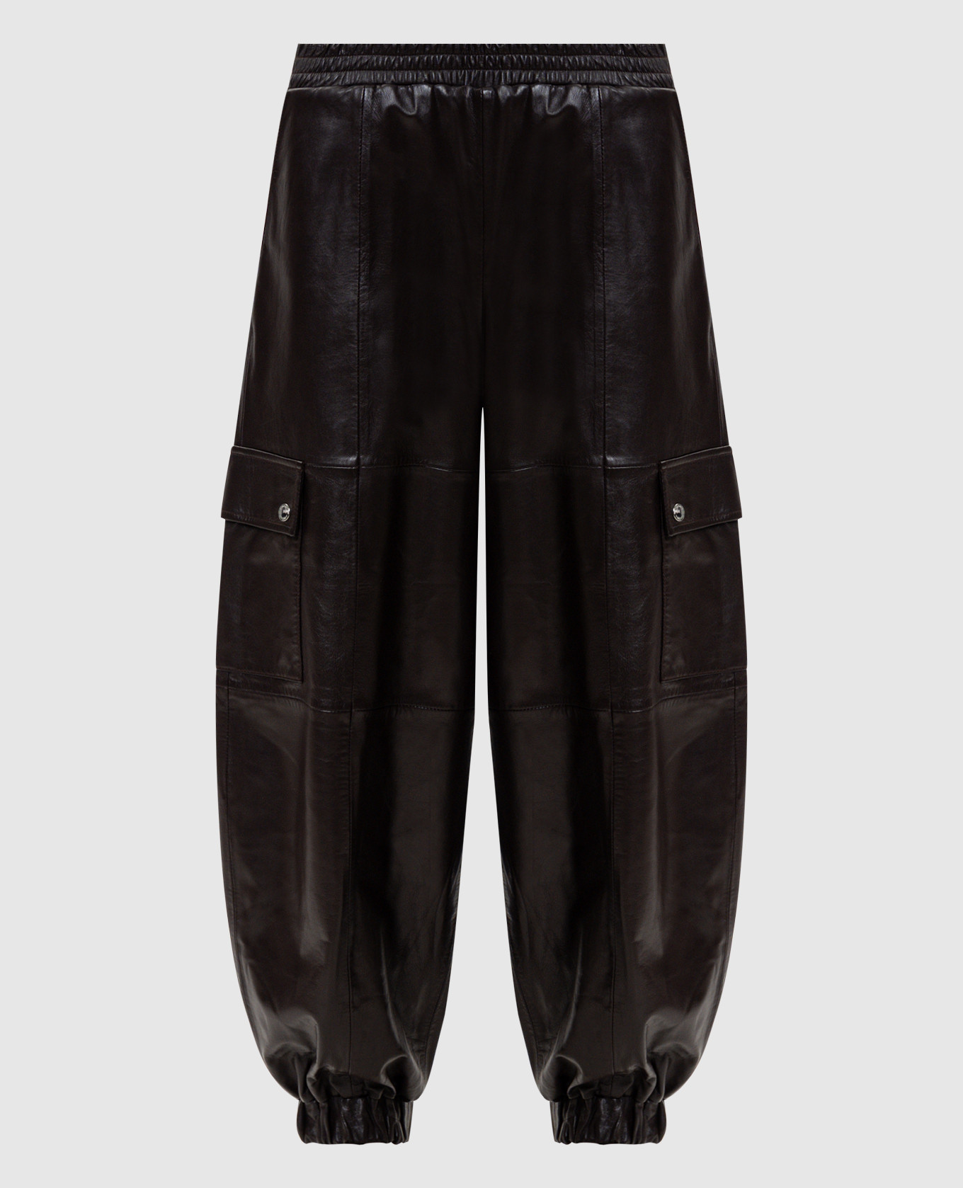 Brown leather cargo jogger pants
