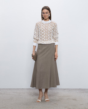 Peserico Brown skirt with linen A0504605435