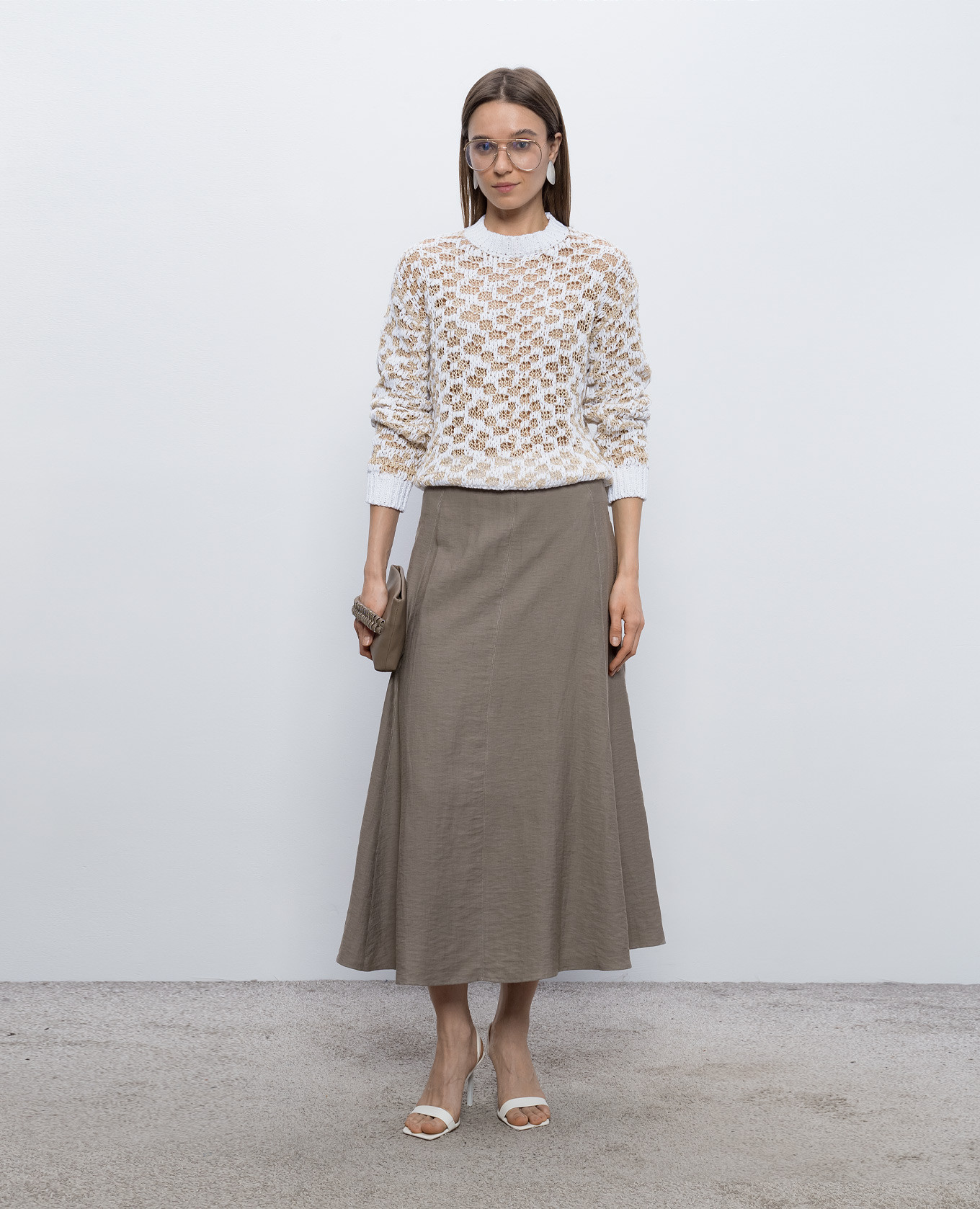 Brown skirt with linen Peserico 2