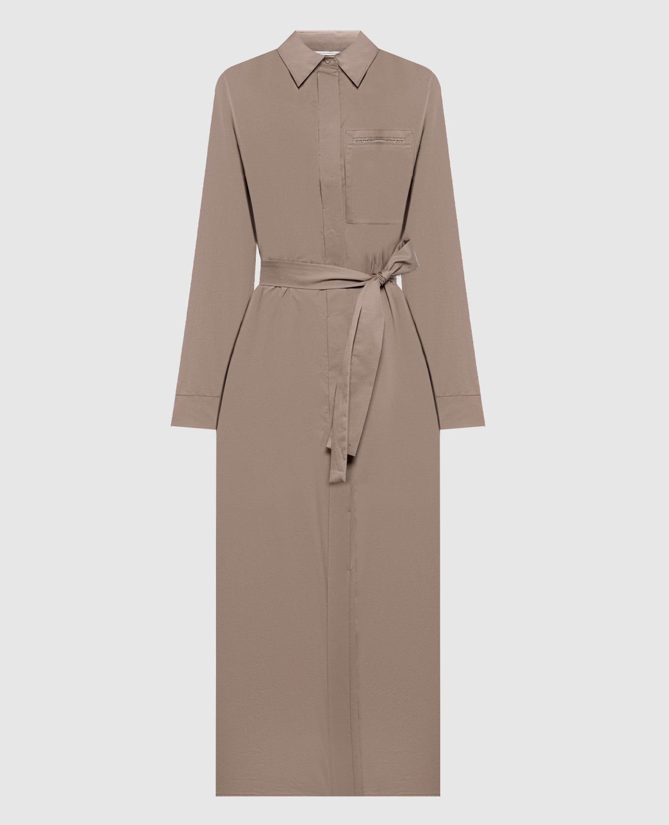 Khaki shirt dress with chain