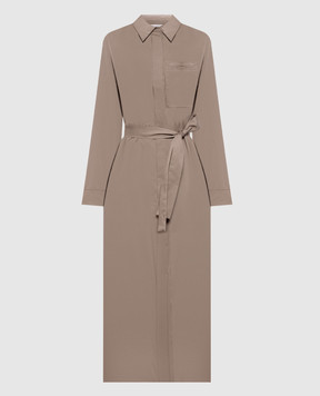 Peserico Khaki shirt dress with chain A02540D00A01979