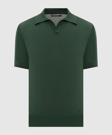 Green silk polo shirt