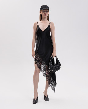 SSHEENA Black asymmetrical dress with lace 26FWALCATRAZTF26005