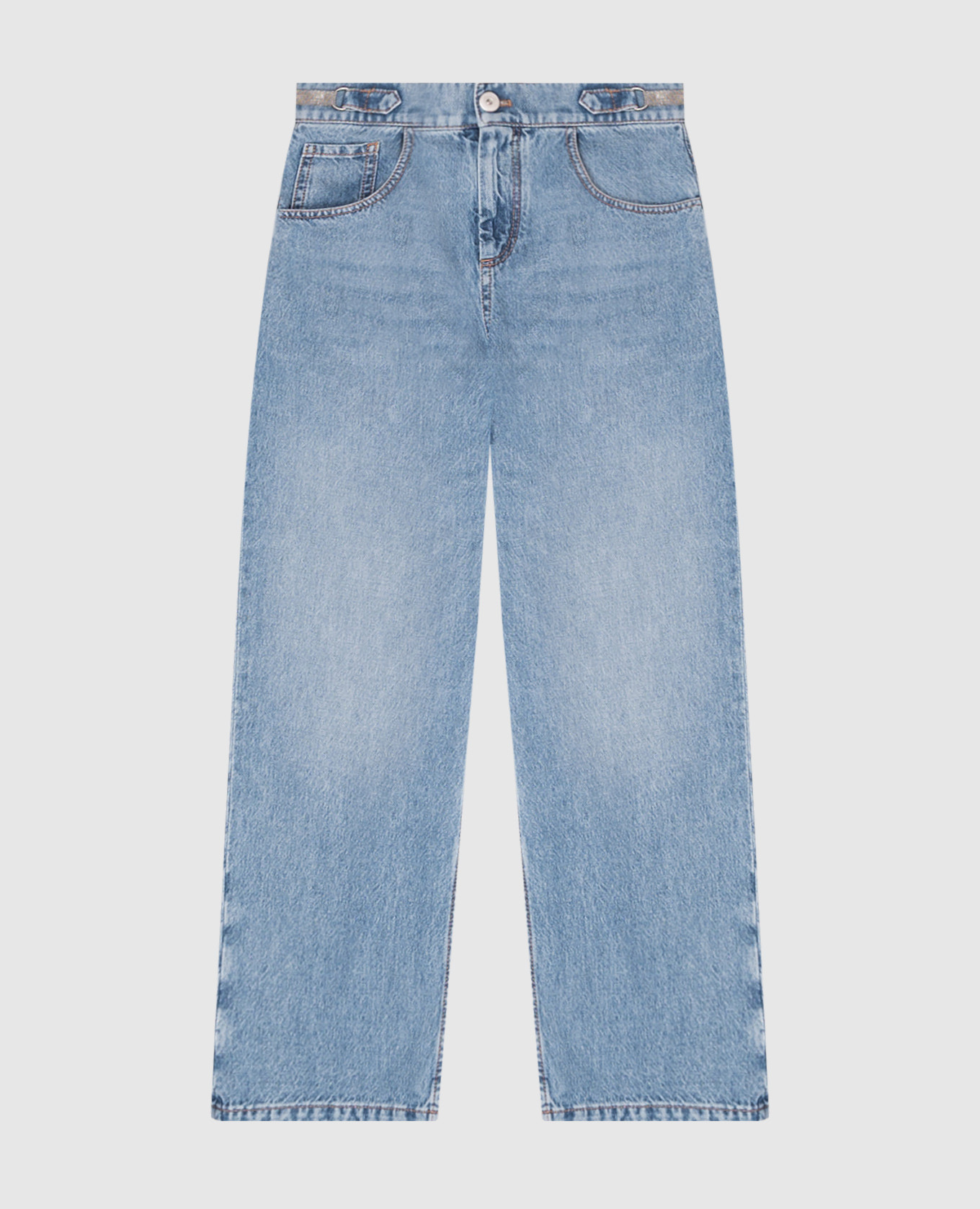 Children's blue jeans with a monil chain