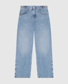 Brunello Cucinelli Children's blue jeans with a monil chain BH188P606C