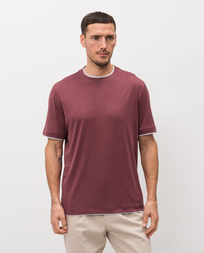 Brunello Cucinelli Red T-shirt with layering effect MR8337427