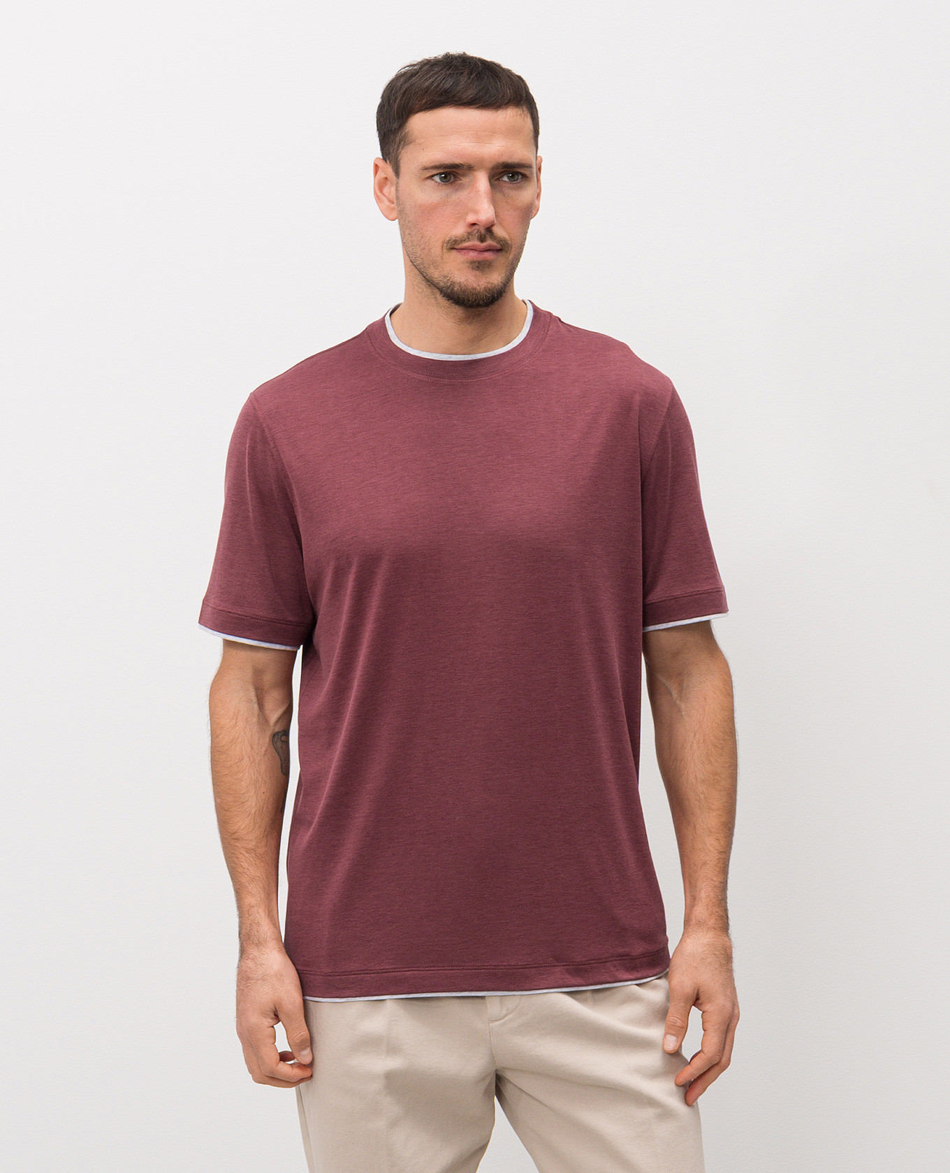 

Red T-shirt with layering effect Brunello Cucinelli