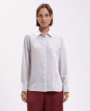 Peserico White striped shirt with monil chain A06246D00683