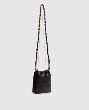 Ann Demeulemeester Marilyn black leather pouch bag with logo B0013875LT107