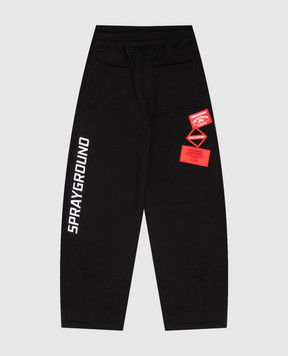 Sprayground Children's black sweatpants with logo embroidery SPY1542G