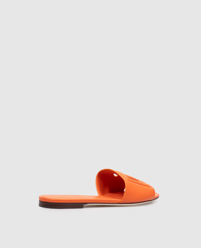 Dolce&Gabbana Orange leather flip-flops with DG monogram CQ0436AY329