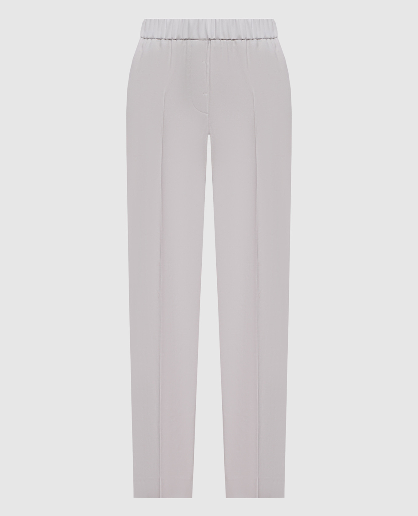 Gray wool pants with monil chain