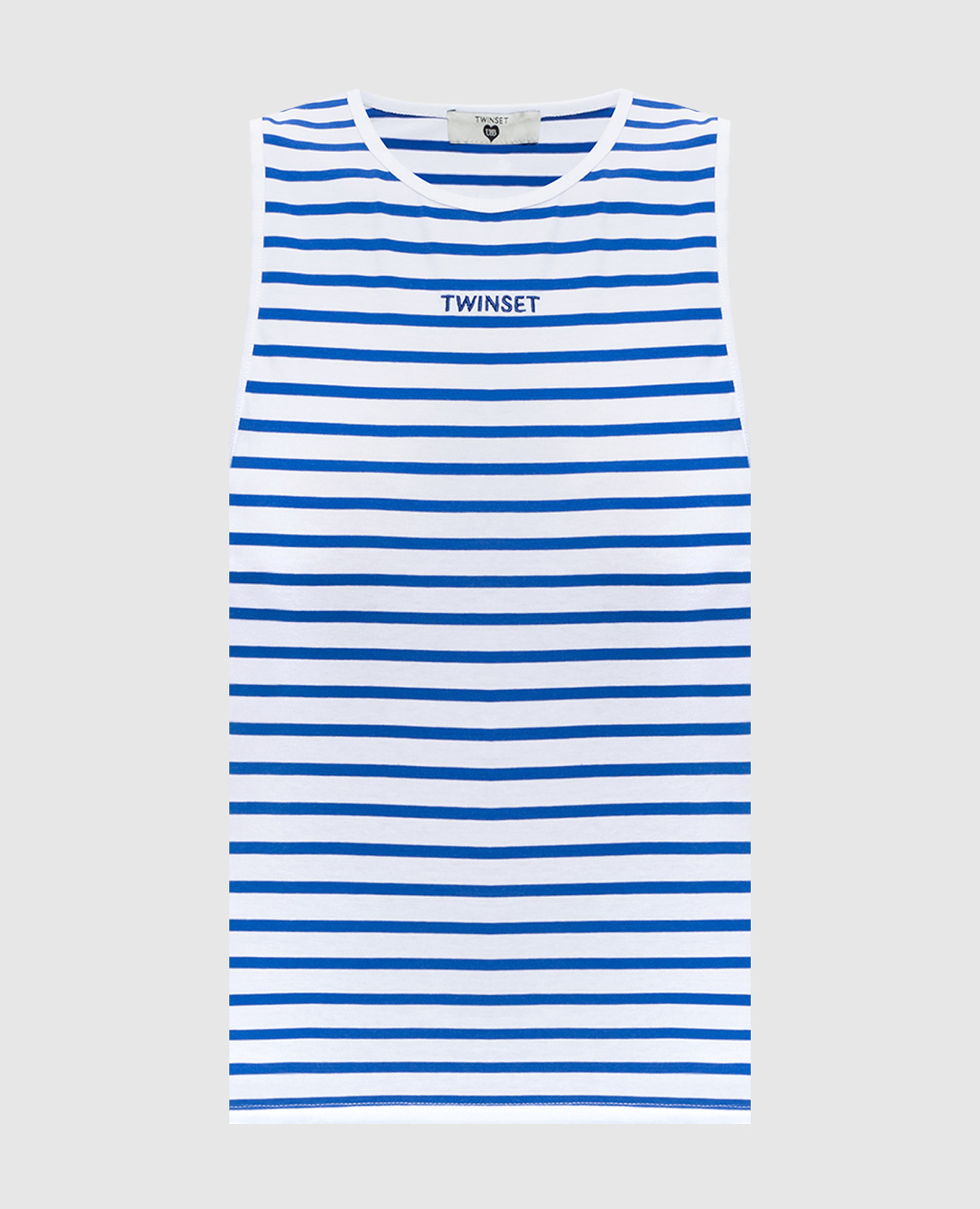 White striped top with logo embroidery
