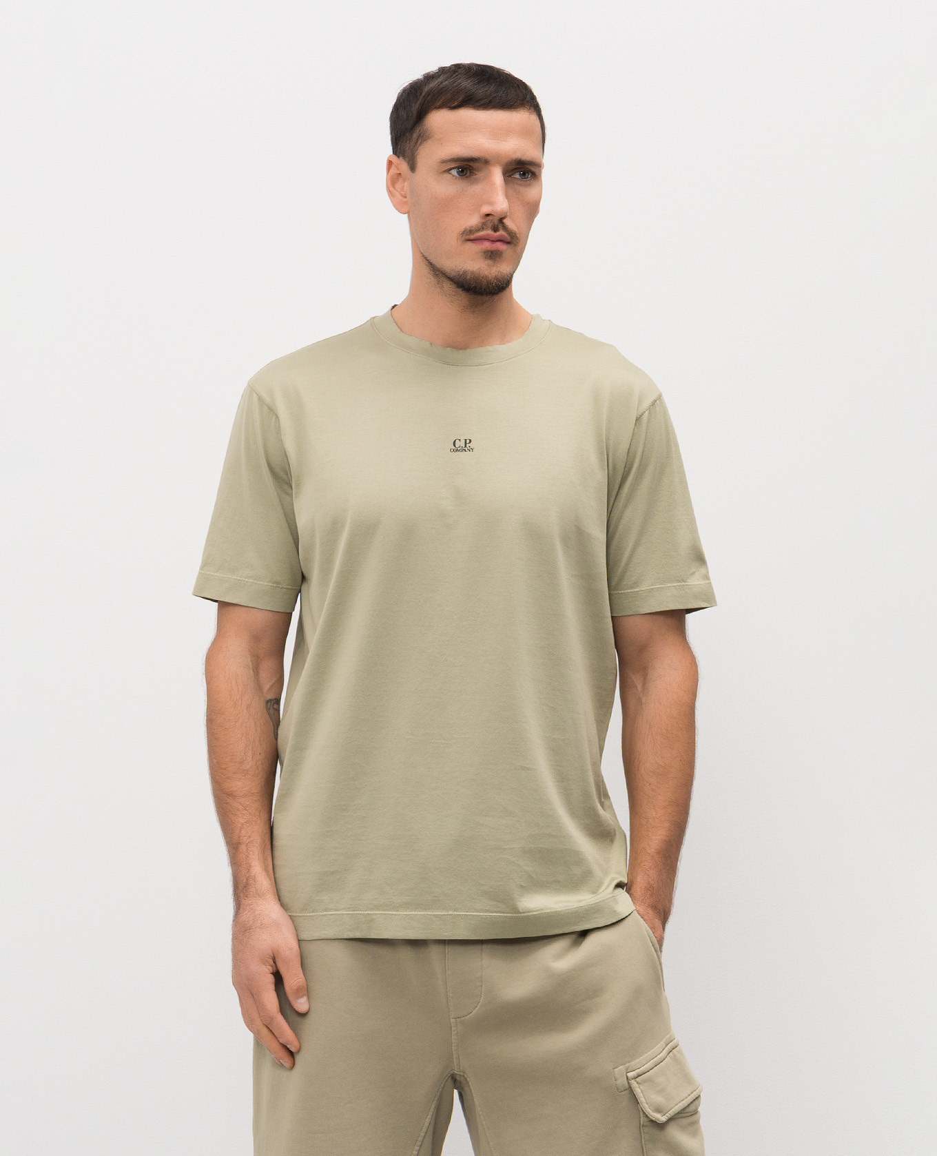 

Khaki T-shirt with logo C.P. Company
