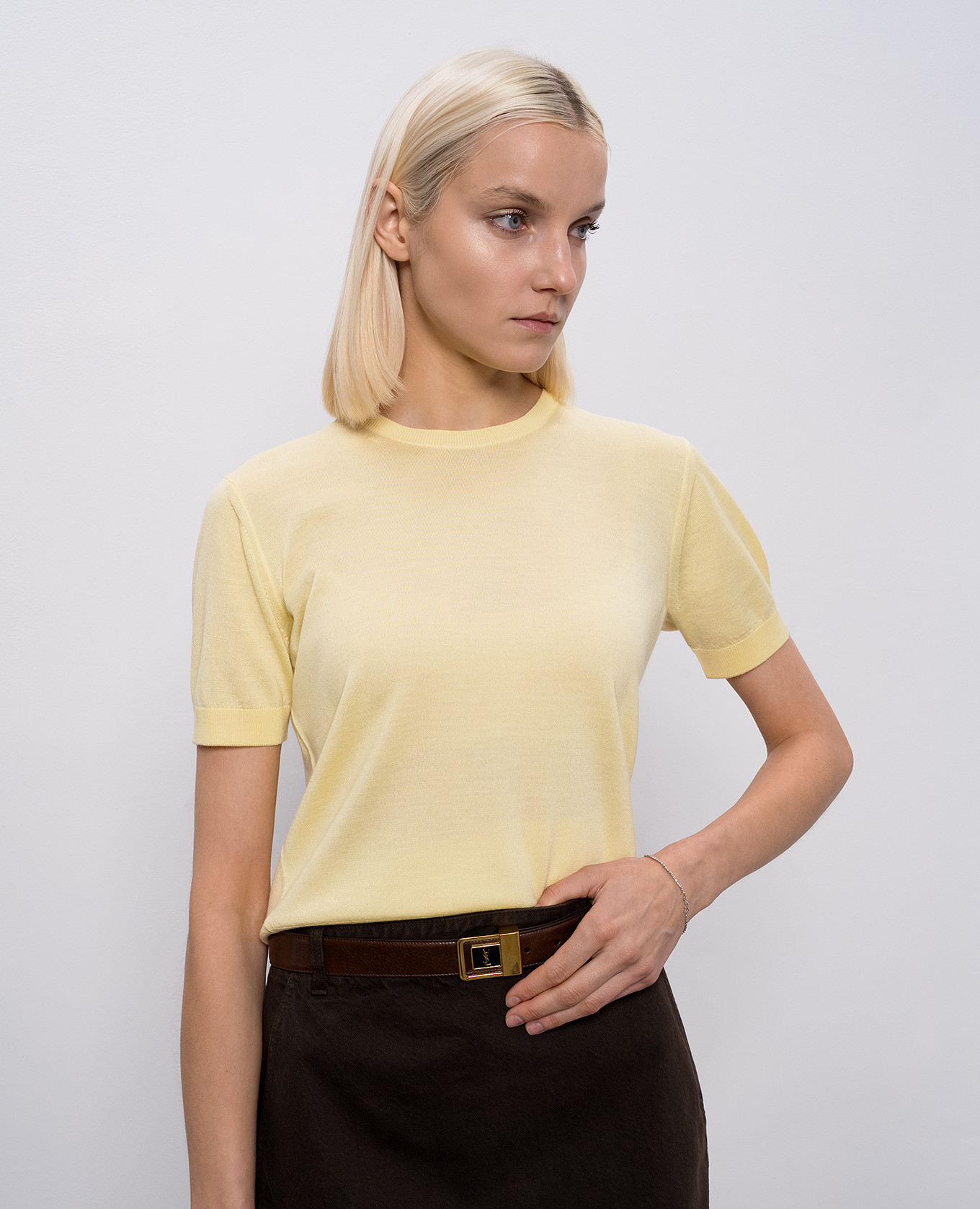 

Brown leather belt LA 66 Saint Laurent