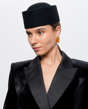 Nissa Black wool pillbox hat TOCA