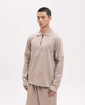 Off-White Beige polo shirt with logo print 44MAD012S26J001