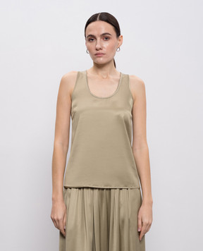 Peserico Khaki top with monil chain A0848106638