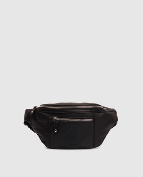 Iceberg Black leather belt bag with embroidery 72056851