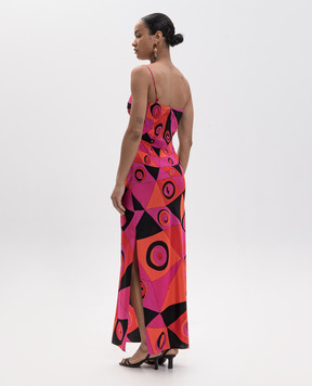 PUCCI Pink printed silk maxi dress 6HRI256H723